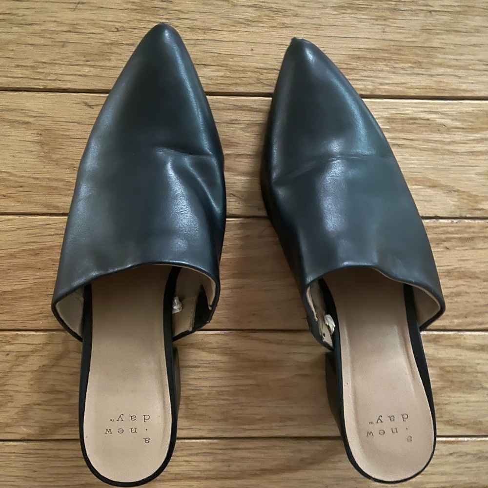 Black Heeled Mules